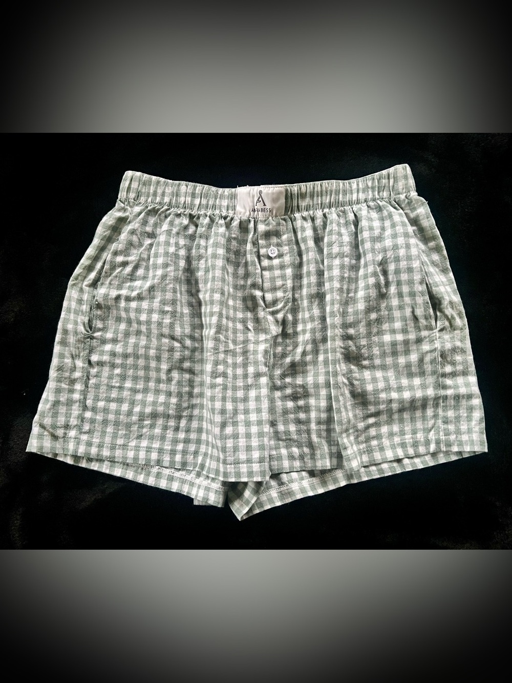 ANRABESS Women Green Gingham Boxer Shorts, Size Medium, BNWOT
